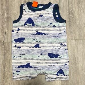 4/$20 Joe Fresh Shark Print Baby Romper 12-18M